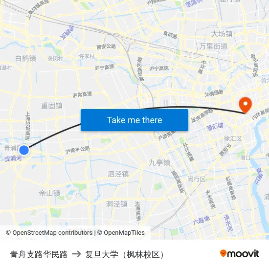 青舟支路华民路 to 复旦大学（枫林校区） map