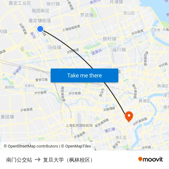南门公交站 to 复旦大学（枫林校区） map