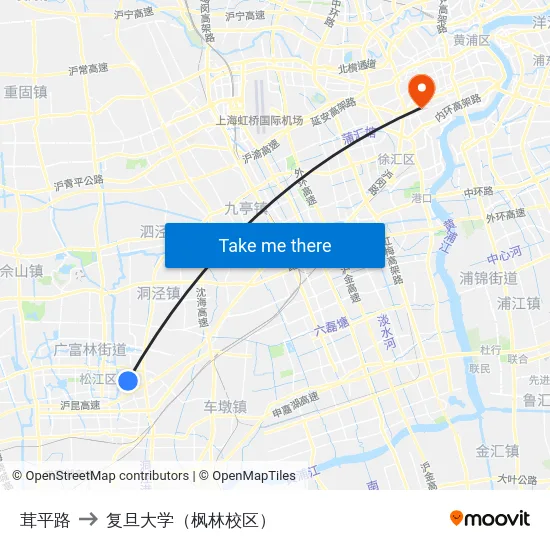 茸平路 to 复旦大学（枫林校区） map