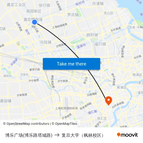 博乐广场(博乐路塔城路) to 复旦大学（枫林校区） map