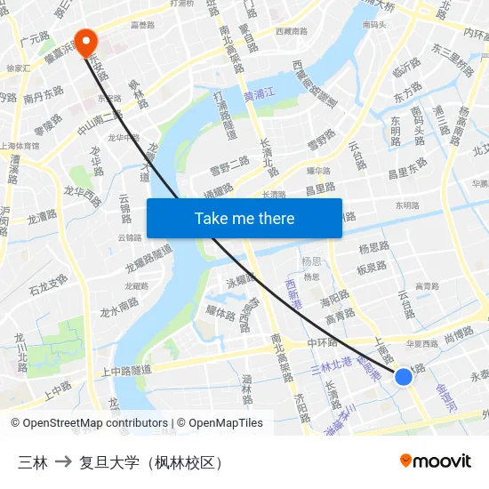 三林 to 复旦大学（枫林校区） map