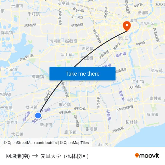 网埭港(南) to 复旦大学（枫林校区） map