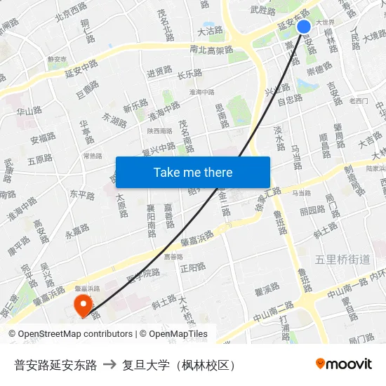 普安路延安东路 to 复旦大学（枫林校区） map