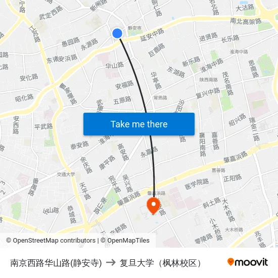 南京西路华山路(静安寺) to 复旦大学（枫林校区） map
