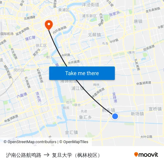 沪南公路航鸣路 to 复旦大学（枫林校区） map