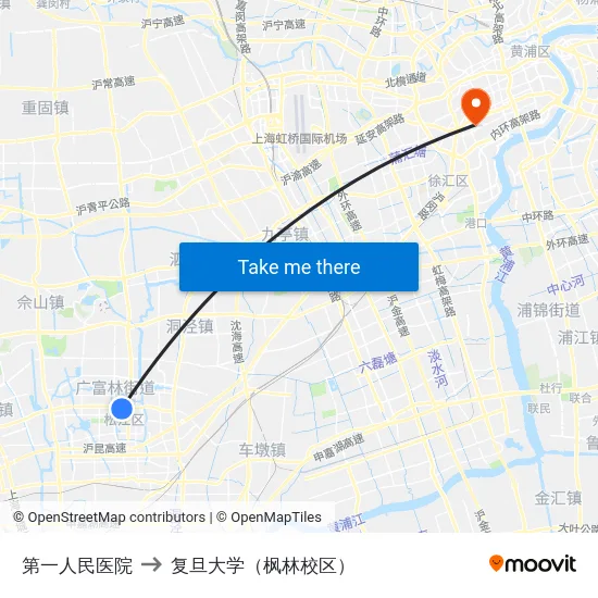 第一人民医院 to 复旦大学（枫林校区） map
