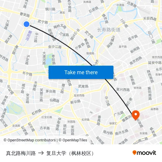 真北路梅川路 to 复旦大学（枫林校区） map