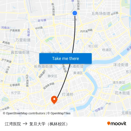 江湾医院 to 复旦大学（枫林校区） map