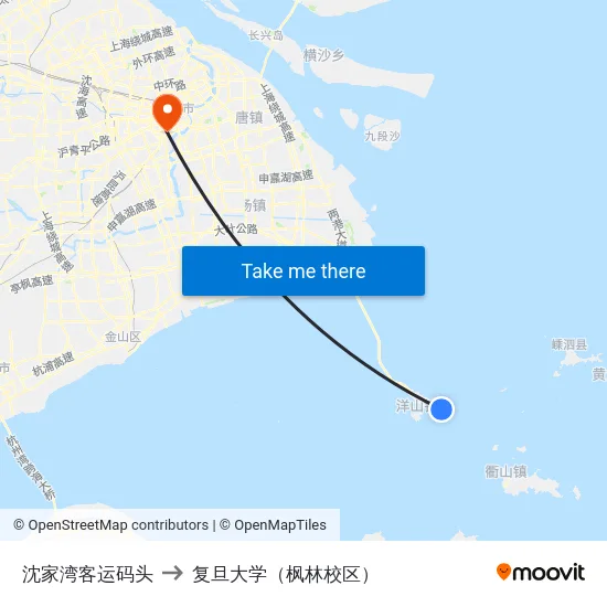 沈家湾客运码头 to 复旦大学（枫林校区） map