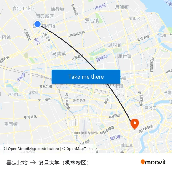 嘉定北站 to 复旦大学（枫林校区） map