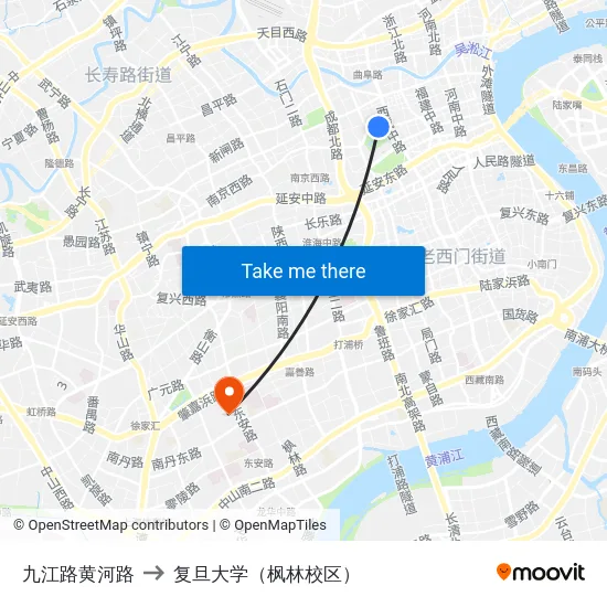 九江路黄河路 to 复旦大学（枫林校区） map