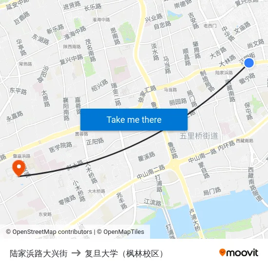 陆家浜路大兴街 to 复旦大学（枫林校区） map