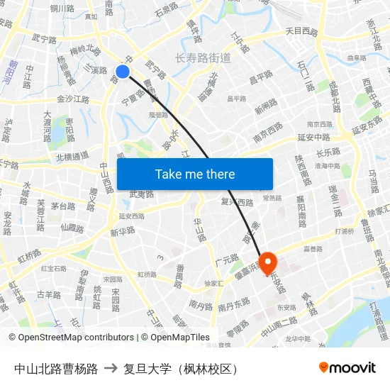 中山北路曹杨路 to 复旦大学（枫林校区） map