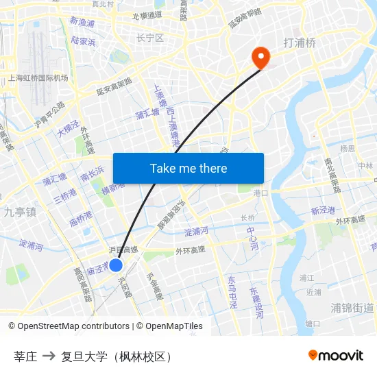莘庄 to 复旦大学（枫林校区） map