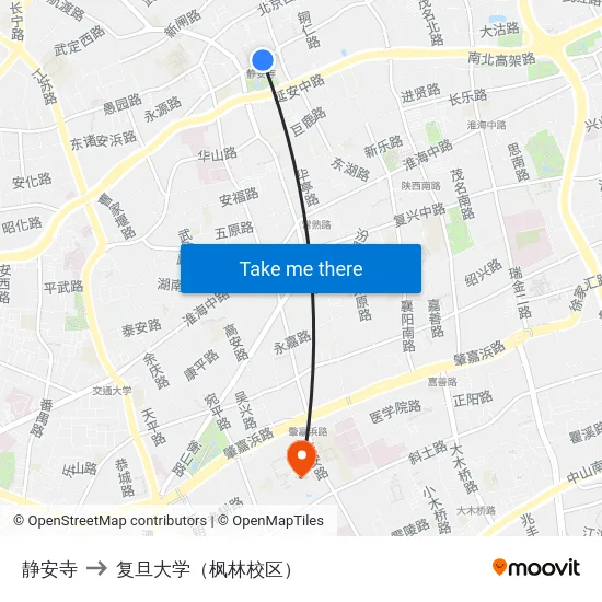 静安寺 to 复旦大学（枫林校区） map