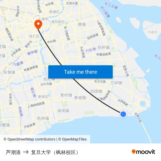 芦潮港 to 复旦大学（枫林校区） map