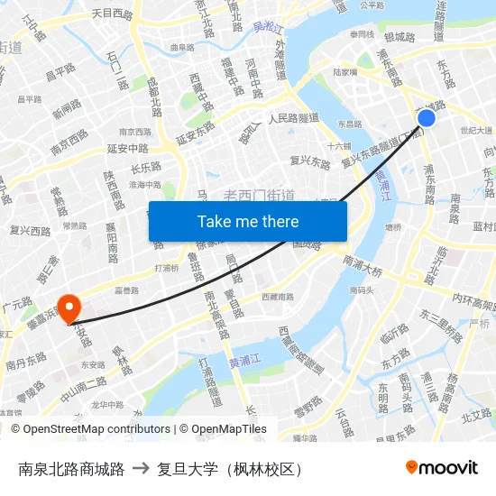 南泉北路商城路 to 复旦大学（枫林校区） map