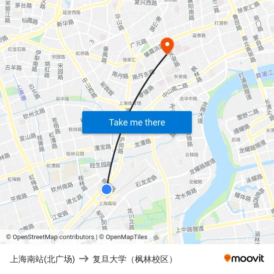 上海南站(北广场) to 复旦大学（枫林校区） map