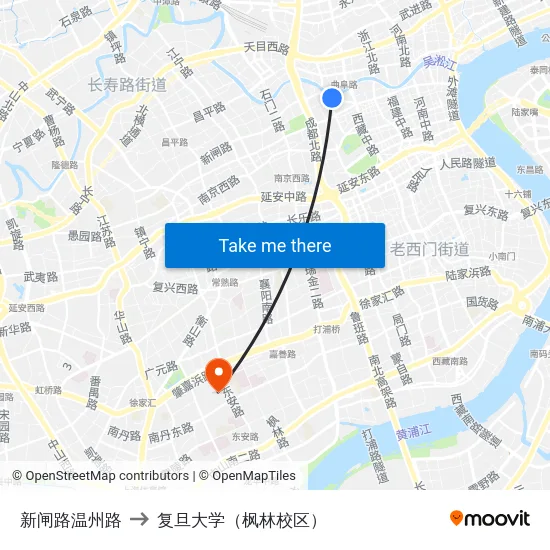 新闸路温州路 to 复旦大学（枫林校区） map