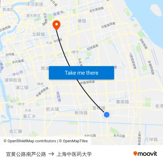 宣黄公路南芦公路 to 上海中医药大学 map