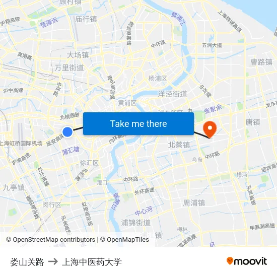 娄山关路 to 上海中医药大学 map