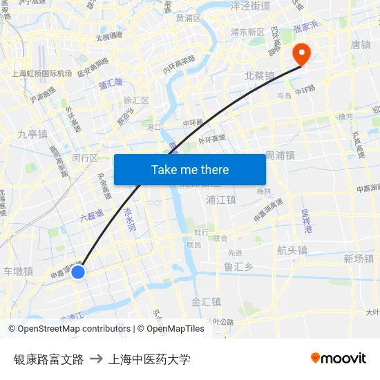 银康路富文路 to 上海中医药大学 map