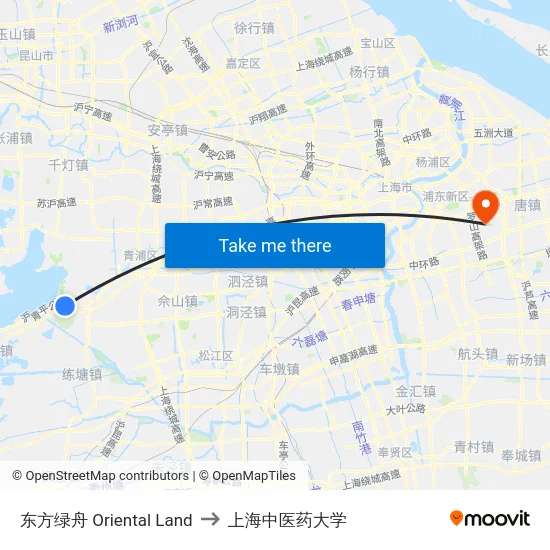东方绿舟 Oriental Land to 上海中医药大学 map