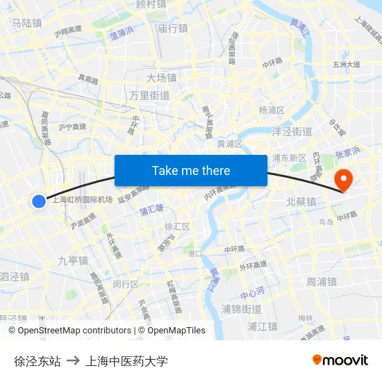 徐泾东站 to 上海中医药大学 map