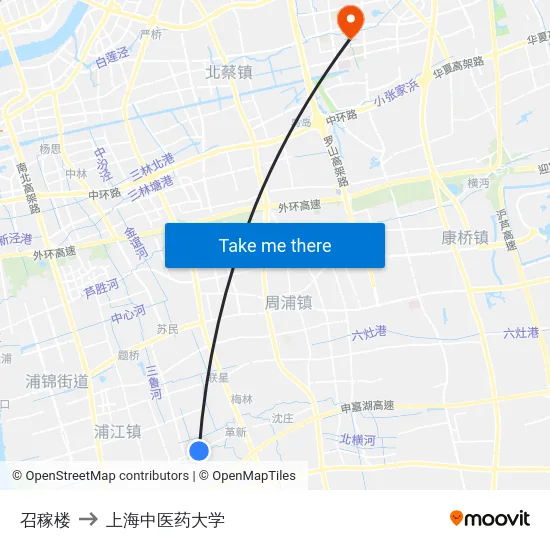 召稼楼 to 上海中医药大学 map