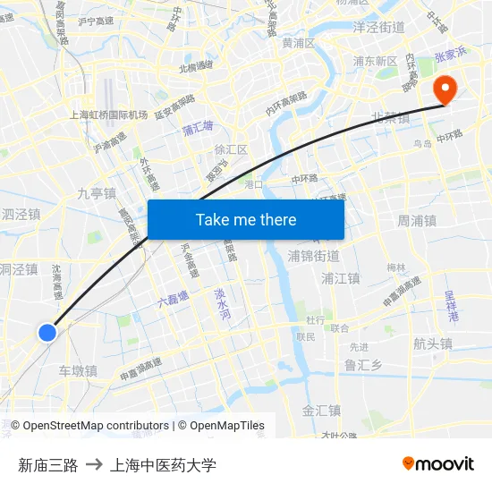 新庙三路 to 上海中医药大学 map