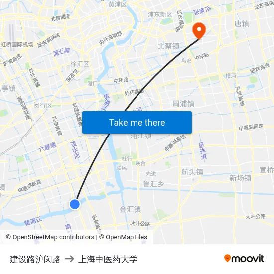 建设路沪闵路 to 上海中医药大学 map