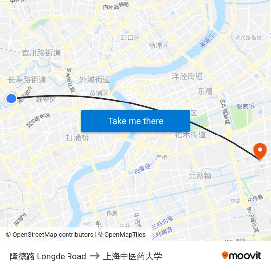 隆德路 Longde Road to 上海中医药大学 map