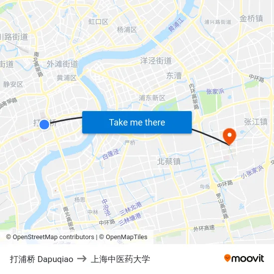 打浦桥 Dapuqiao to 上海中医药大学 map