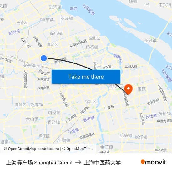 上海赛车场 Shanghai Circuit to 上海中医药大学 map