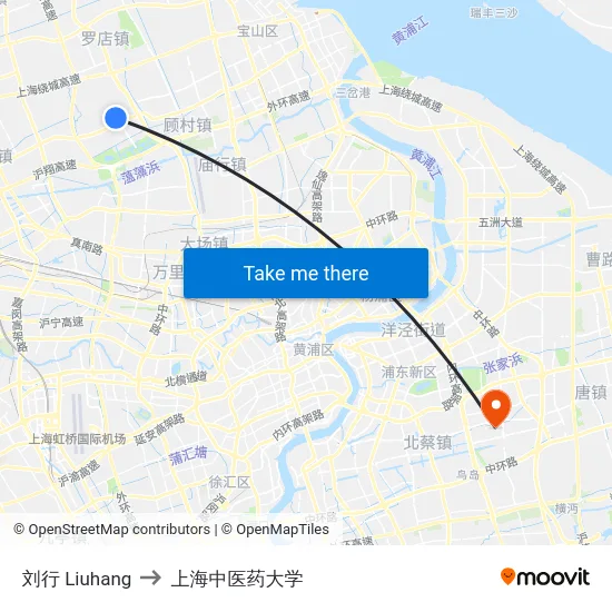 刘行 Liuhang to 上海中医药大学 map