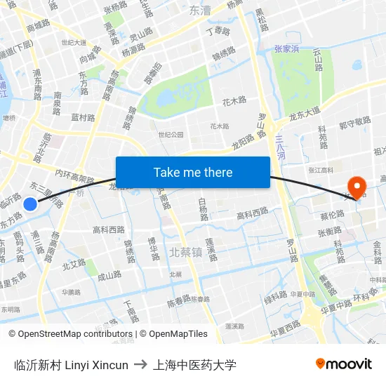 临沂新村 Linyi Xincun to 上海中医药大学 map