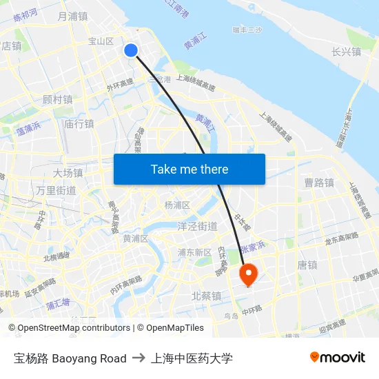 宝杨路 Baoyang Road to 上海中医药大学 map
