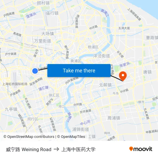 威宁路 Weining Road to 上海中医药大学 map
