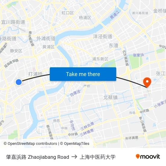 肇嘉浜路 Zhaojiabang Road to 上海中医药大学 map