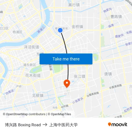 博兴路 Boxing Road to 上海中医药大学 map
