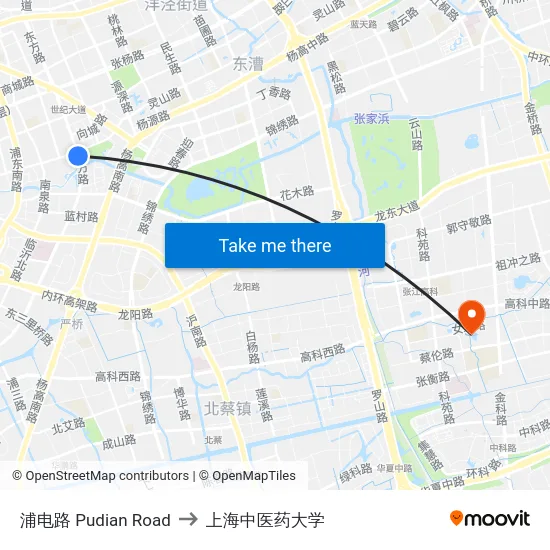 浦电路 Pudian Road to 上海中医药大学 map