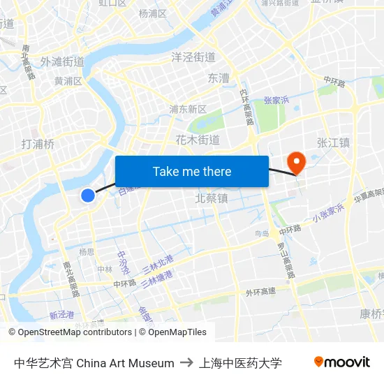 中华艺术宫 China Art Museum to 上海中医药大学 map