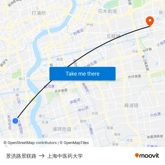 景洪路景联路 to 上海中医药大学 map