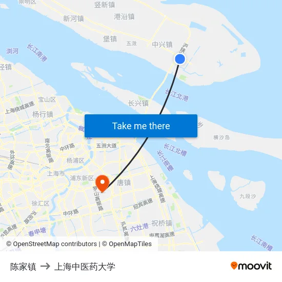 陈家镇 to 上海中医药大学 map