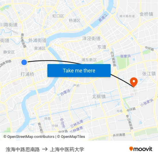 淮海中路思南路 to 上海中医药大学 map