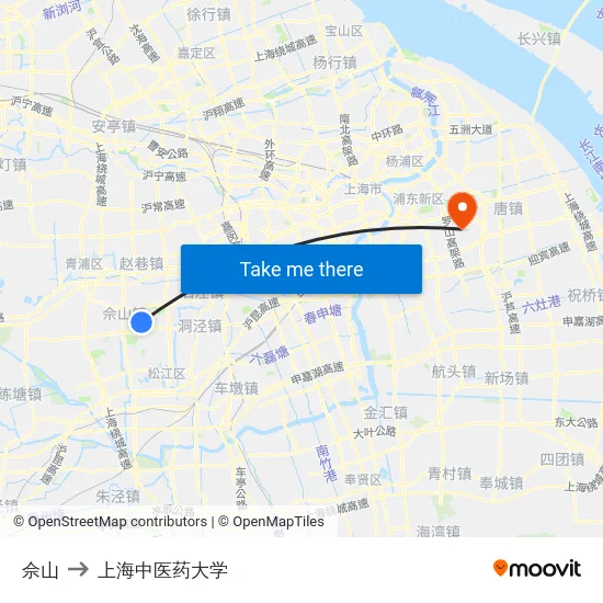 佘山 to 上海中医药大学 map