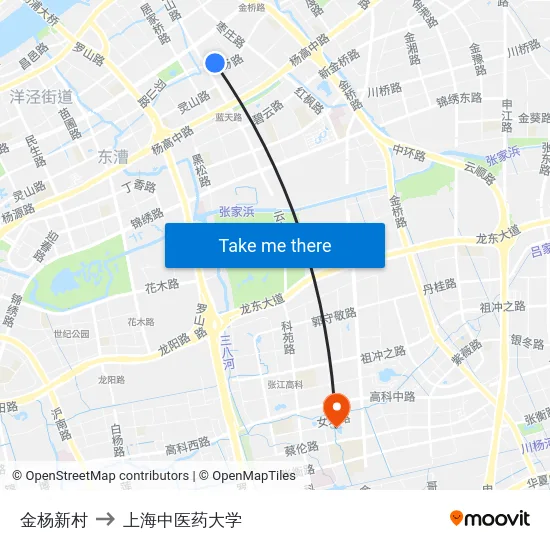 金杨新村 to 上海中医药大学 map
