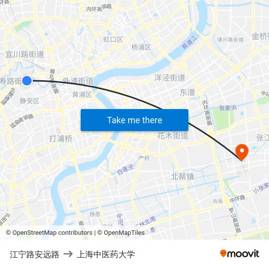 江宁路安远路 to 上海中医药大学 map