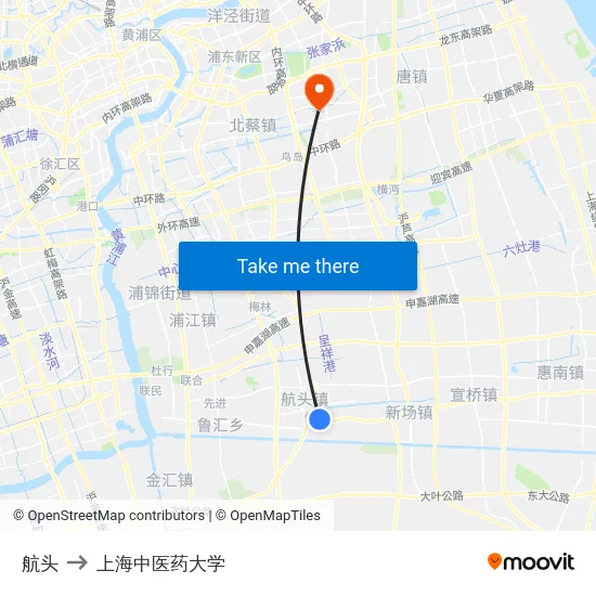 航头 to 上海中医药大学 map