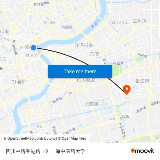 四川中路香港路 to 上海中医药大学 map